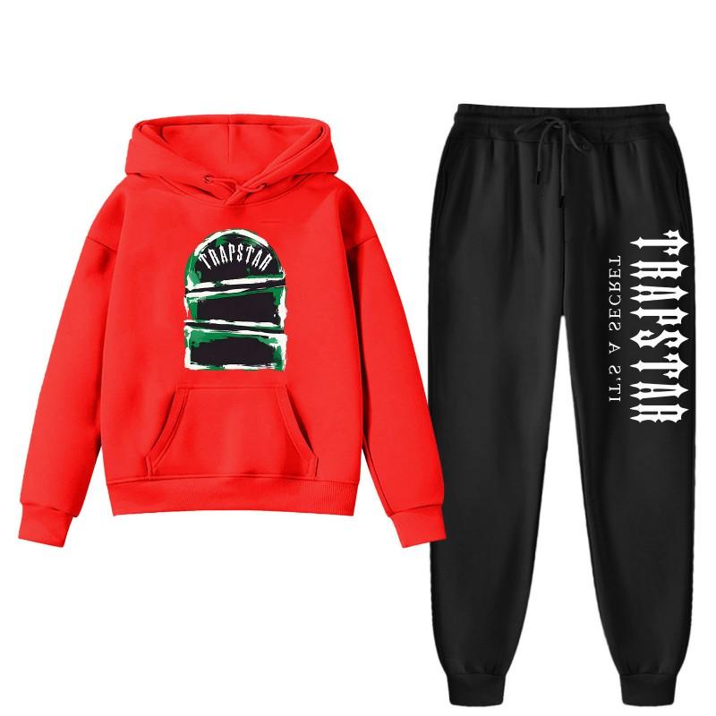 Womens Winter Casual Hooded Sweatshirt Pants Set With Print Loose Fit Streetwear