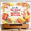 2D Flat - 2D Flat - A Tapestry Featuring a Large Or Small Design of Boiled Corn, Crayfish, Lemons, And Potatoes, Perfect for Decorating Walls in Livin