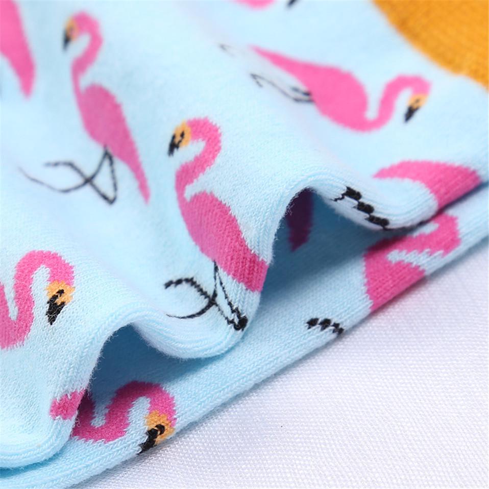 Naljakad paarisokid Harajuku kevadmeeskonna vabaaja õnnelik sokk naiste kunst Flamingo mood armas naise sokk