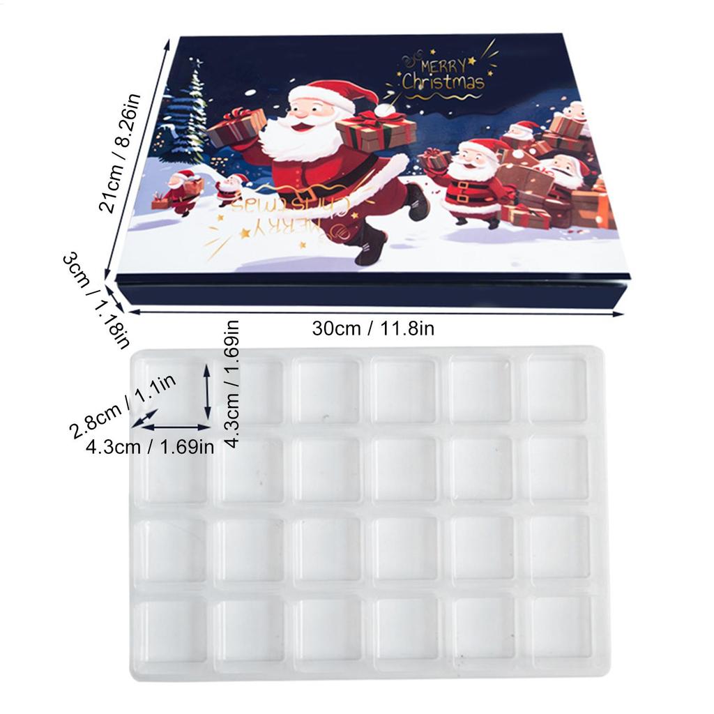2026 Weihnachten Füllbare Adventsbox Leere Weihnachts-Countdown-Box Kalenderhülle 24 Tage Weihnachts-Countdown DIY Füllbare Geschenkbox