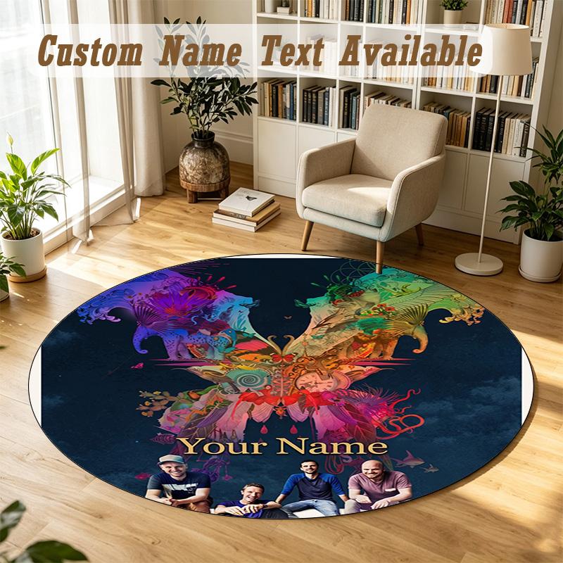 Coldplay Personalized Round Rug Support Custom Name, Soft Home Decor Mat
