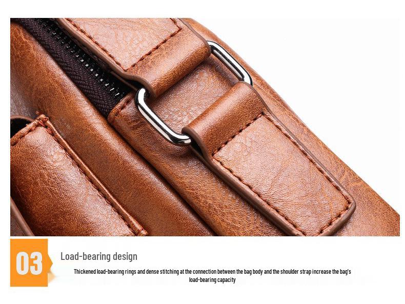 Men's PU Leather Vertical Crossbody Shoulder Bag - Business Casual Handbag and Travel Backpack