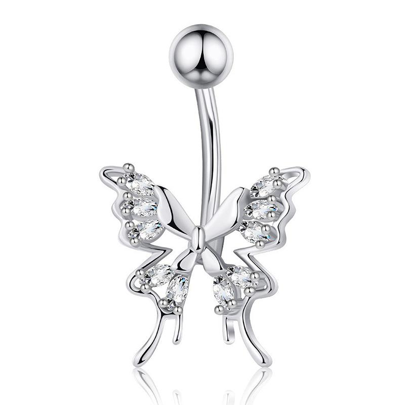 Simple Butterfly Navel Ring For Women Girls  Belly Button Rings Belly Piercing Jewelry Stainless Steel Navel Rings