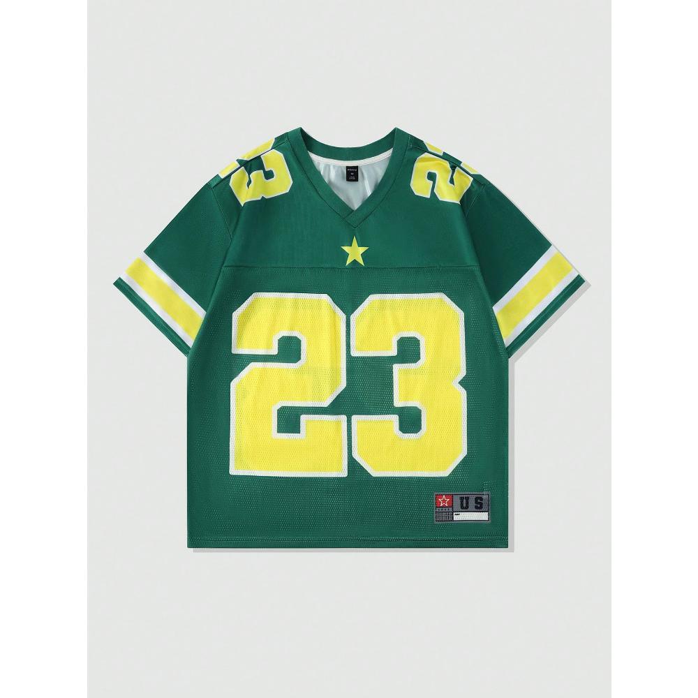 2026 Neues Heißes Damen Sommer Y2K Mode Lässiges Hemd Street Retro Hip Hop 23 Hemd V-Ausschnitt Locker Atmungsaktiv Schnelltrocknendes T-Shirt