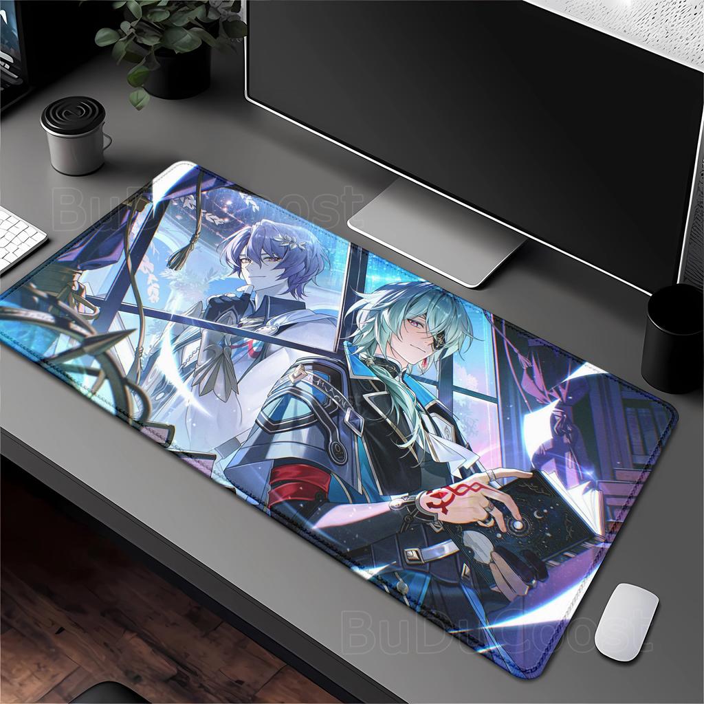 Honkai Star Rail Anaxa Mouse Pad PC Office Accessories Keyboard Anime Mousepad Natural Rubber Anti Slip Gaming Extended Desk Mat