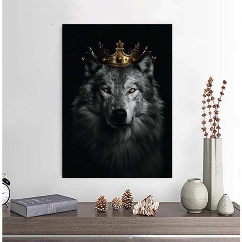 Tierposter und Drucke König der Löwen Tiger Wolf Adler Bär mit Krone Leinwand Wandmalerei Motivationsbild Raum Heimdekor