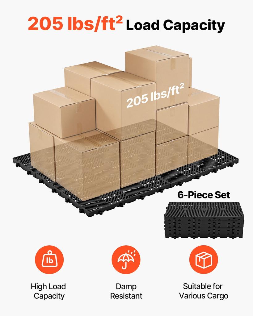 VEVOR Plastic Pallets, 6 Pcs Plastic Pallets for Basement Storage