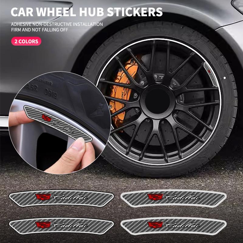 VIMQ3 4Pcs Car Wheel Badge Sticker Emblem Decoration for Cadillac CT4 CT5 CT6 XT4 XT5 XT6 CTS ATS SRX XTS STS SLR XLR BLS Deville