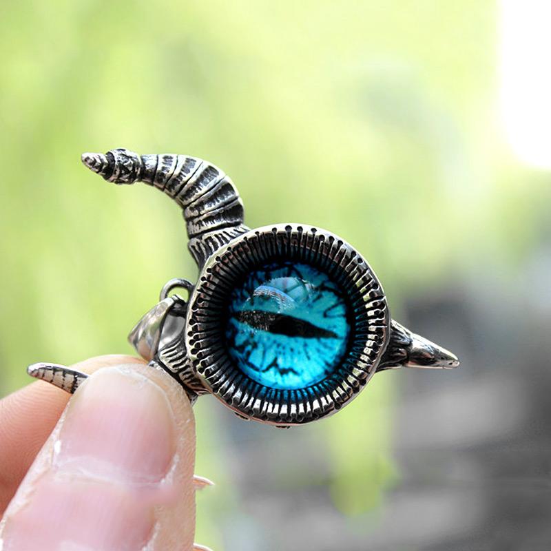 Vintage Lucifer Satan Stainless Steel Necklace Pendant Men Gothic Satan Demon Eye Pendant Punk Hip Hop Pagan Jewelry