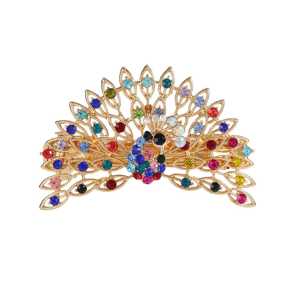 

Новая женская большая весенняя заколка для волос «Павлин», универсальная заколка для волос, боковая заколка, аксессуары для волос, головной убор разноцветный