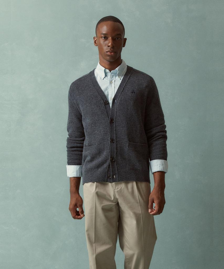 Brooks Brothers Wool Cardigan (Charcoal) (Bbwcmbf405)