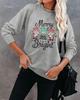 Women's Christmas Gnome Print Round Neck Pullover Hoodie