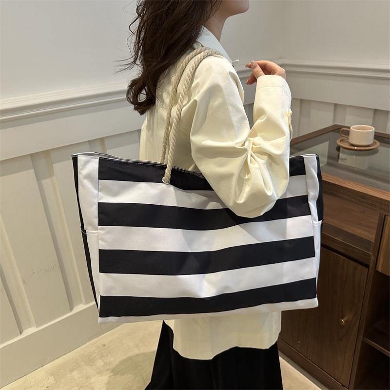 Trendy Korean Style Canvas Tote Bag In Black Grey Or Green For Shopping