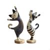 2 Stück Katzenfiguren mit Sockeln im Vintage-Stil, handbemalte Skulptur für Sammler,