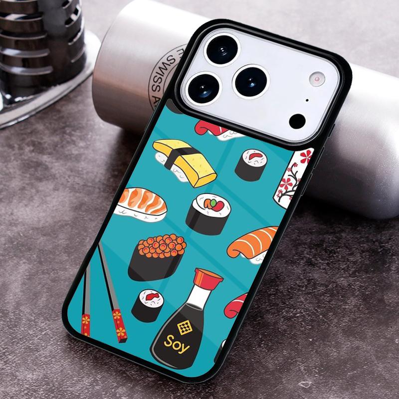 Kawaii Sushi Crowd Phone Case for iPhone 17 16 15 Pro Max Air 14 13 12 11 Plus Shockproof Cover