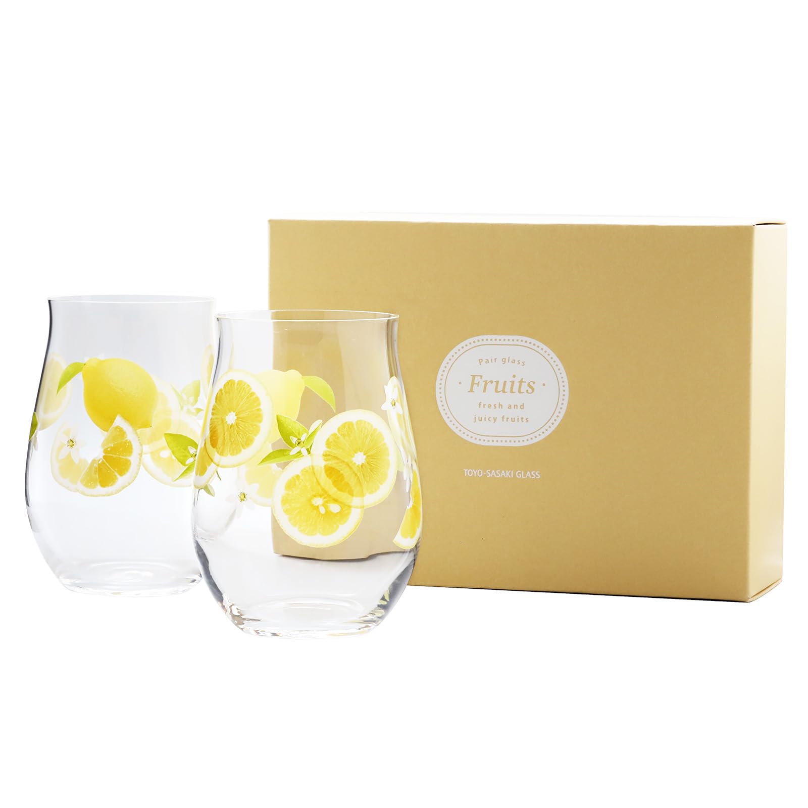 Toyo Sasaki Glass Fruits Pair Tumblers (Lemon Pattern)
