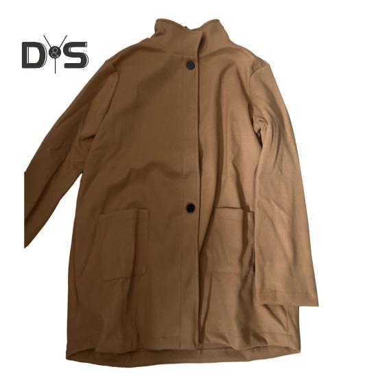 Dam Höst Vinterkappa Ståkrage Tjock Varm Mjuk Mellanlång Enfärgad Fickor Enkelknäppt Dam Tjock Överrock