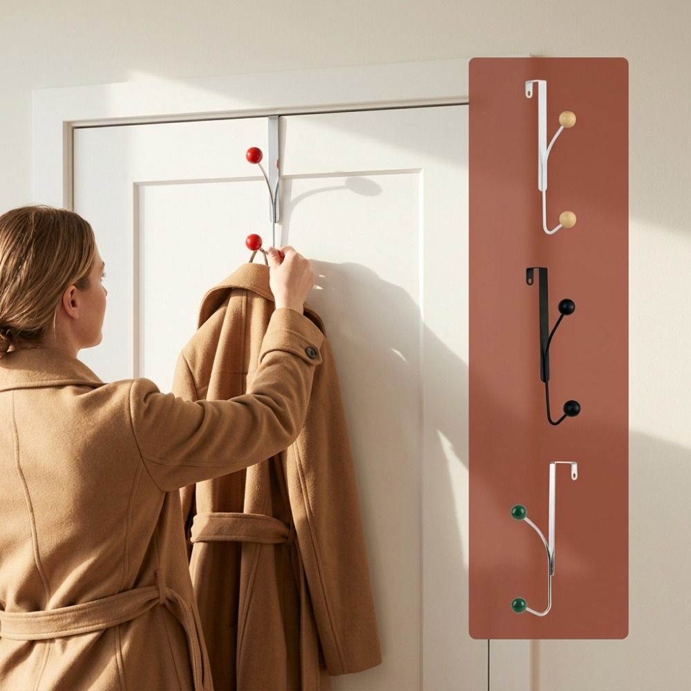 Space-Saving Door Rear Hook Multifunctional Easy Installation Wall-Mounted Hook Elegant Portable Coat Rack Living Room