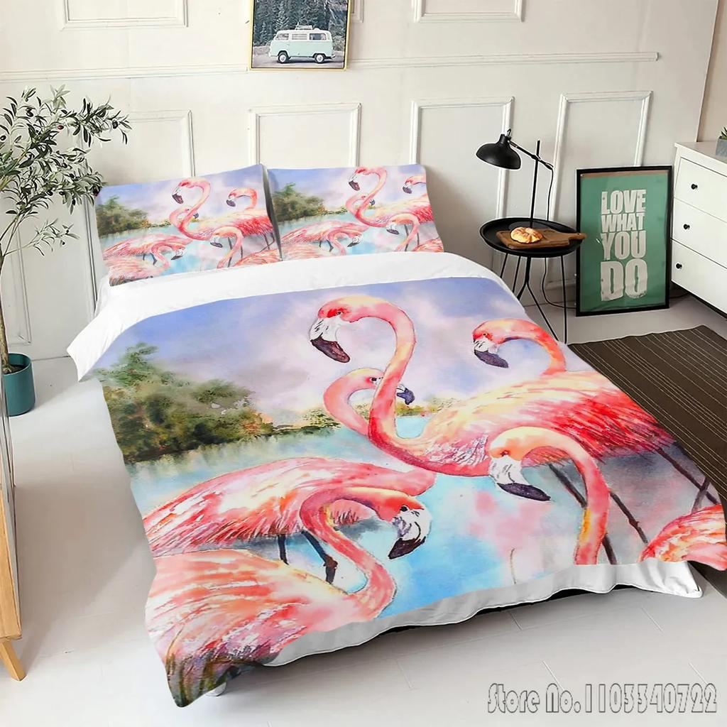 Comforter Flamingo Cartoon Love Child Hd Comforter Bedclothes For Kids Bedding Sets Bedroom Decor