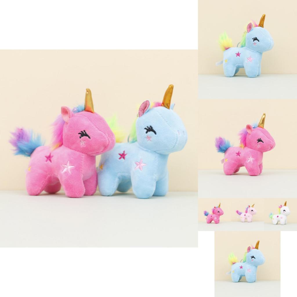 Portachiavi Peluche Unicorno Colorato Giocattolo Morbido Carino Accessorio per Matrimonio e Borsa