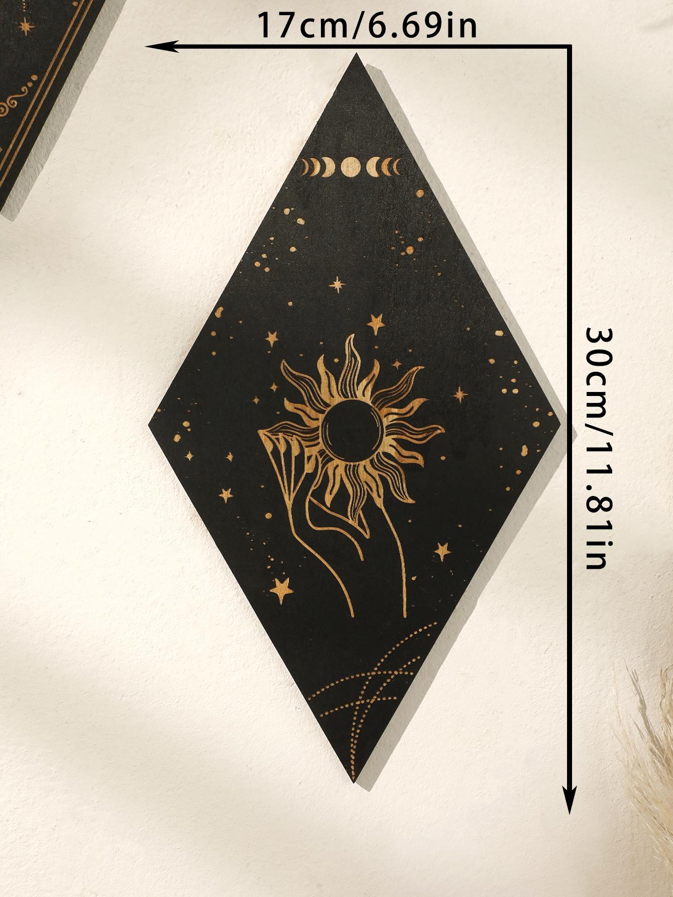 Wooden Witchy Wall Pediments Gothic Moon Stars Sun Phases Snake Wall Decor Wall Hanging for Home Bedroom Farmhouse Crafts Decor