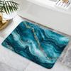 VIKAMA Teal Marble Effect Bathroom Mat Soft Comfort Non Slip Absorbent Modern Home Decorative Floor Mat Bath Rug Supplies