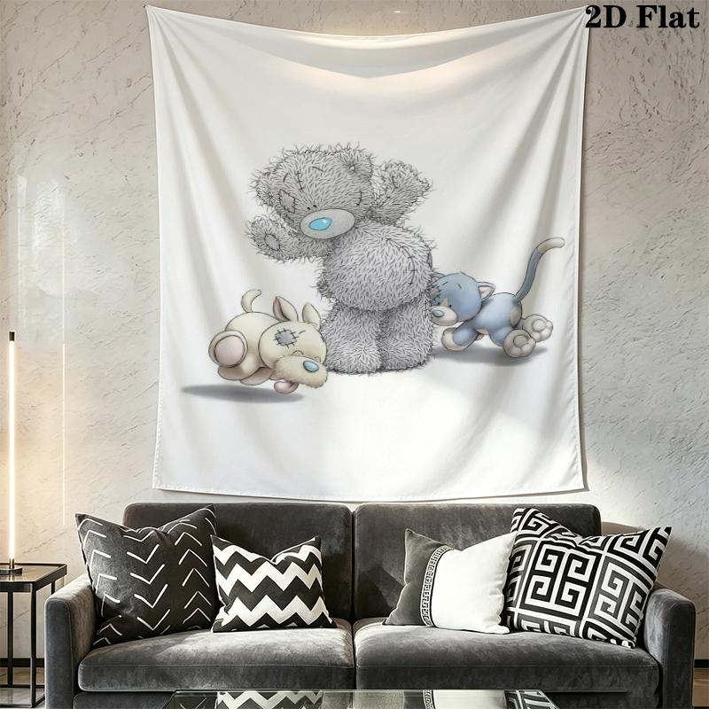 Tatty Teddy Wall Tapestry Aesthetic Wall Hanging Printed Fabric Blanket Decorative Tapestries for Bedroom Living Room Home Decor
