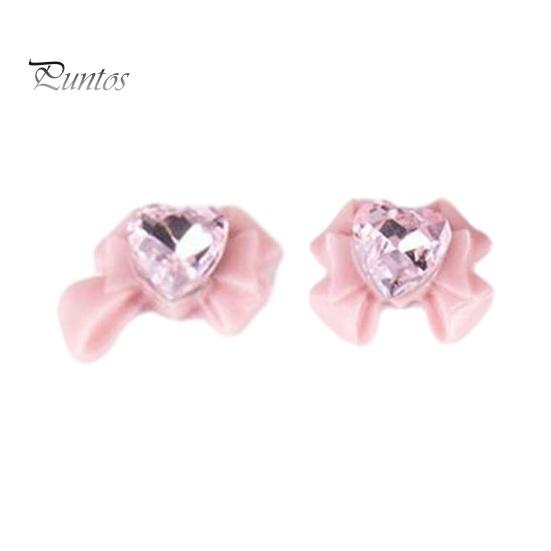 10 ks DIY dekorace na nehty 3D umělý křišťál srdce na růžové mašličce Kamínky na nehty kamínky na telefon Pouzdro na telefon Dekorace Příslušenství Potřeby na manikúru