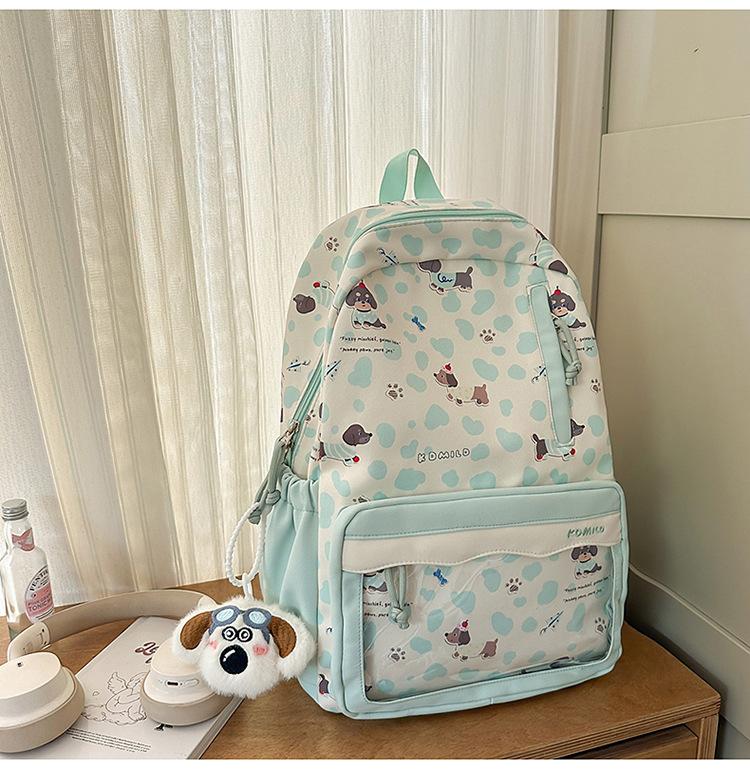 Schoolbag Lightweight Casual Backpack Cow Pattern Simple Going Out Cartoon Dog School Bag Female Student Cute Large Capacity Backpack