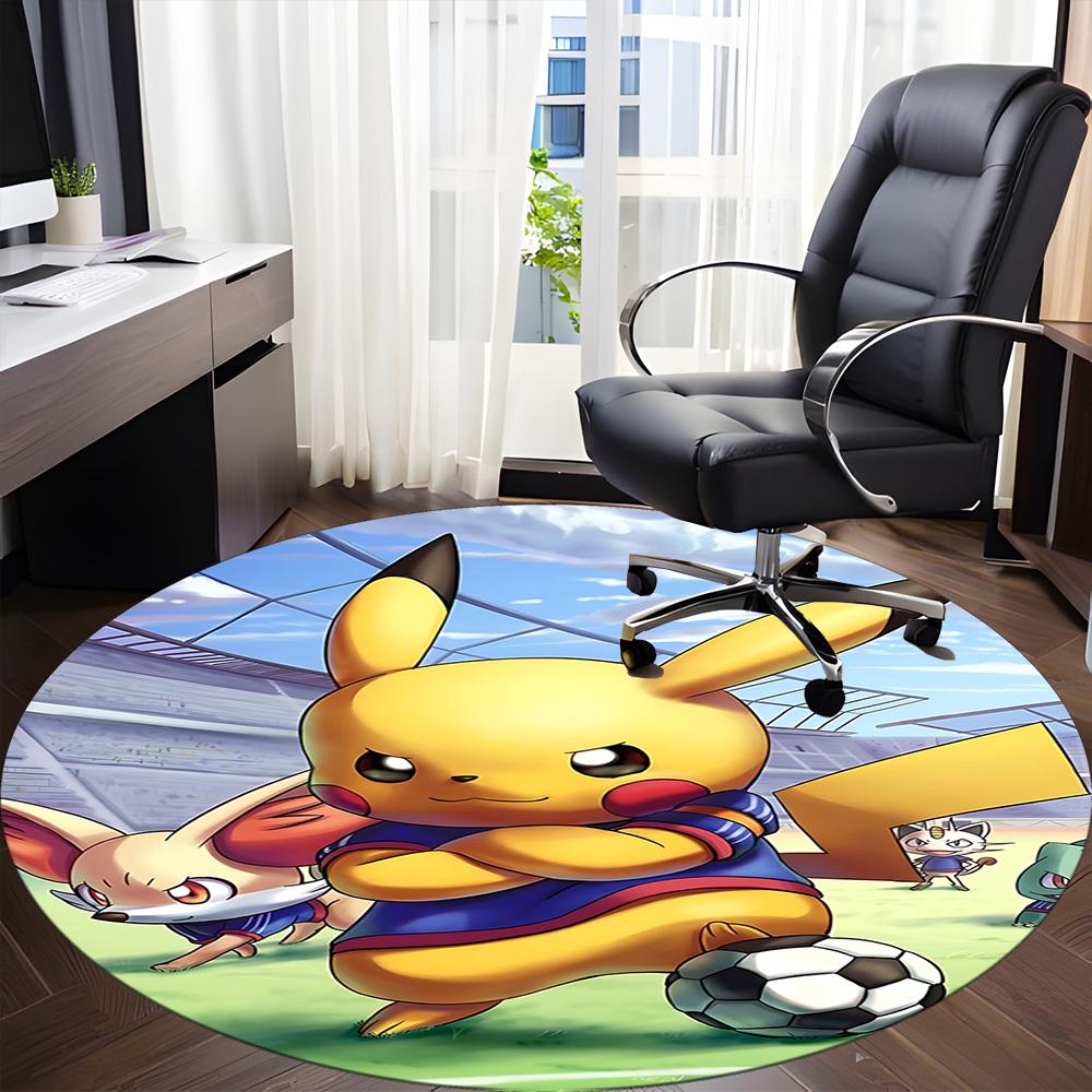 1pz Tappeto Rotondo Ufficio Calcio Pikachu, Sotto Sedie Ufficio Camera da Letto Soggiorno Arredamento Casa  a1022311