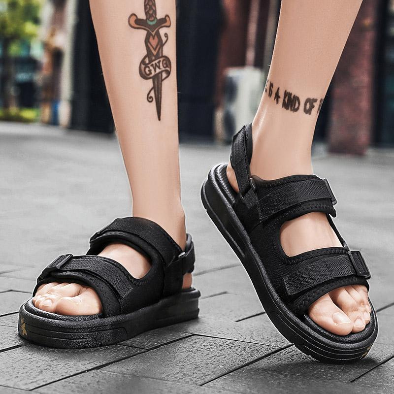 New Men Sandals Casual Trendy Outer Wear Non-Slip Sports Car Beach Shoes PVC Sole Comfortable Breathable Summer Slippers Roman