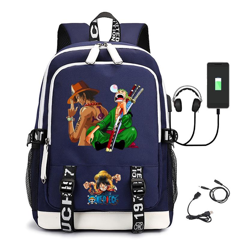 Hot-selling ONE PIECE Luffy backpack usb charging large capacity bag
