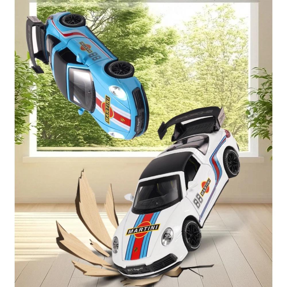 1/32 Porsche 911 Targa 4S Martini Racing Edition Sports Car Alloy Metal Diecast Model Car Sound & Light Pull Back Vehicles Gifts