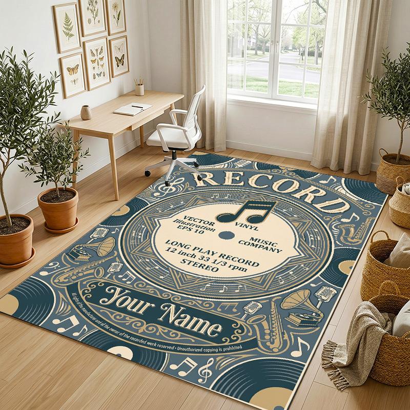 Ravens Roses Theme Soft Crystal Velvet Rug Custom Name & Text Print Non Slip Floor Rug for Bedroom Living Room
