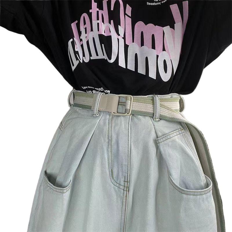Chic Casual Wide Pants Belt With Double Ring Buckle For Students Perfect For Wear Everyday