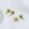 18K Gold-Plated Peacock Ear Hook & Pendant Set with Pearl Base and Zirconia Studs - DIY Earring Accessories