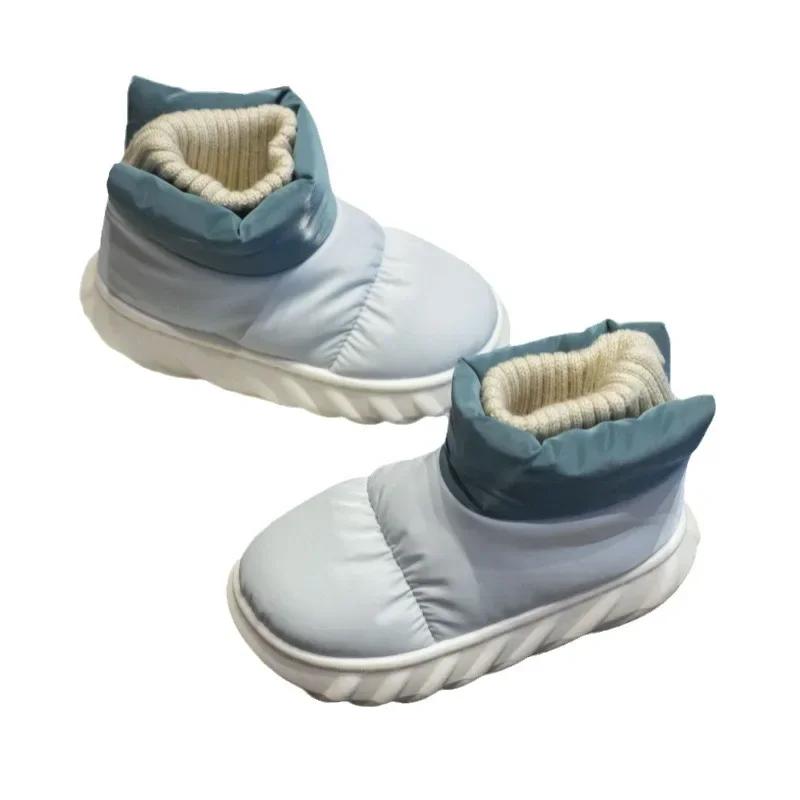 Children Waterproof Down Fabric Plush Athick Snow Boot Cute Warm Short Tube Bread Cotton Shoe External Wear Boots for Kids Girls