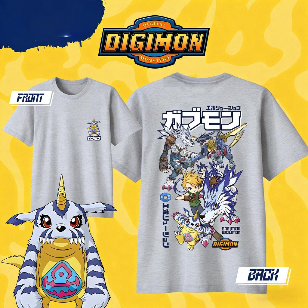 Summer 2026 Digimon Gabutsu Ishida Daiwa Evolution Chain Themed 100 Cotton Print Loose Tshirt Top for Boys and Girls