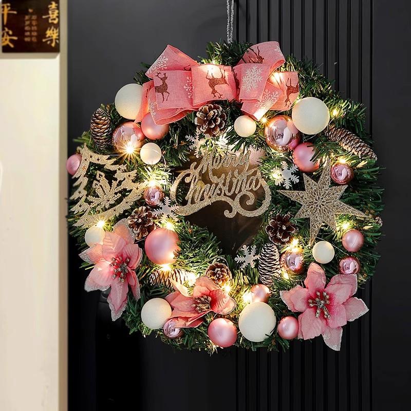 Garland Wreath Christmas Decorations Simulation Rattan Christmas Tree Hotel Shopping Scene Layout Door Area Hanging Wall Decoration Ornaments for B