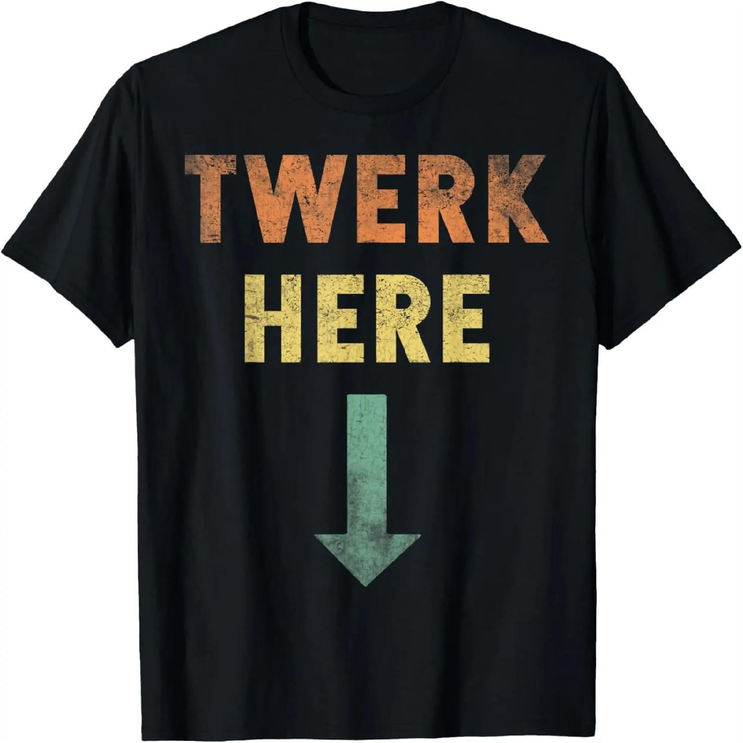 werk here - Забавная винтажная футболка с танцем тверк S
