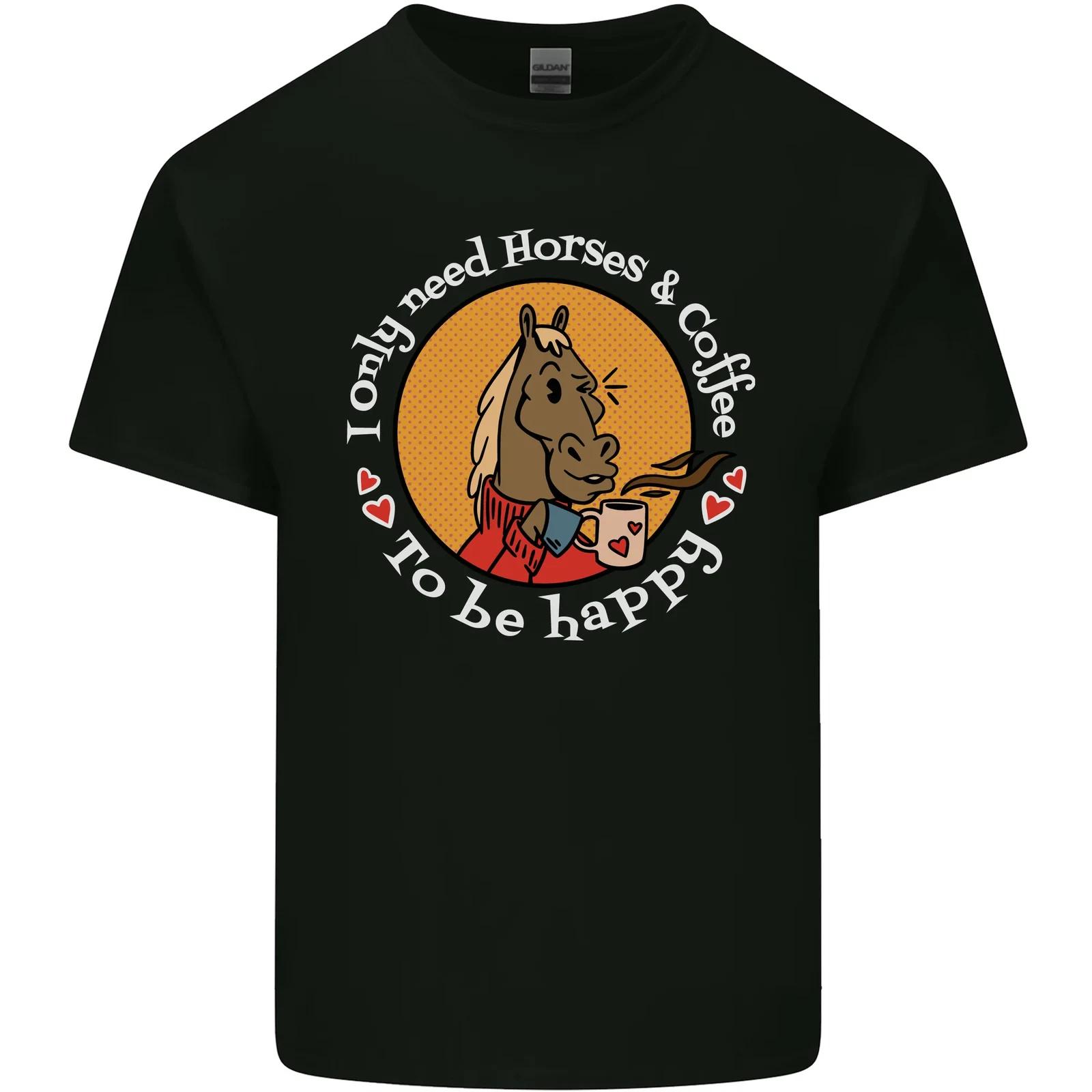 Equestrian I Only Need Horses and Coffee Kids T-Shirt Childrens L