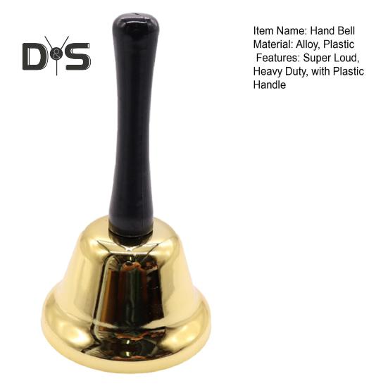 Vintage slitinový ruční zvonek s plastovou rukojetí, super hlasitý, odolný, svatební, večeře, meditace, hudební, výukový, servisní zvonek