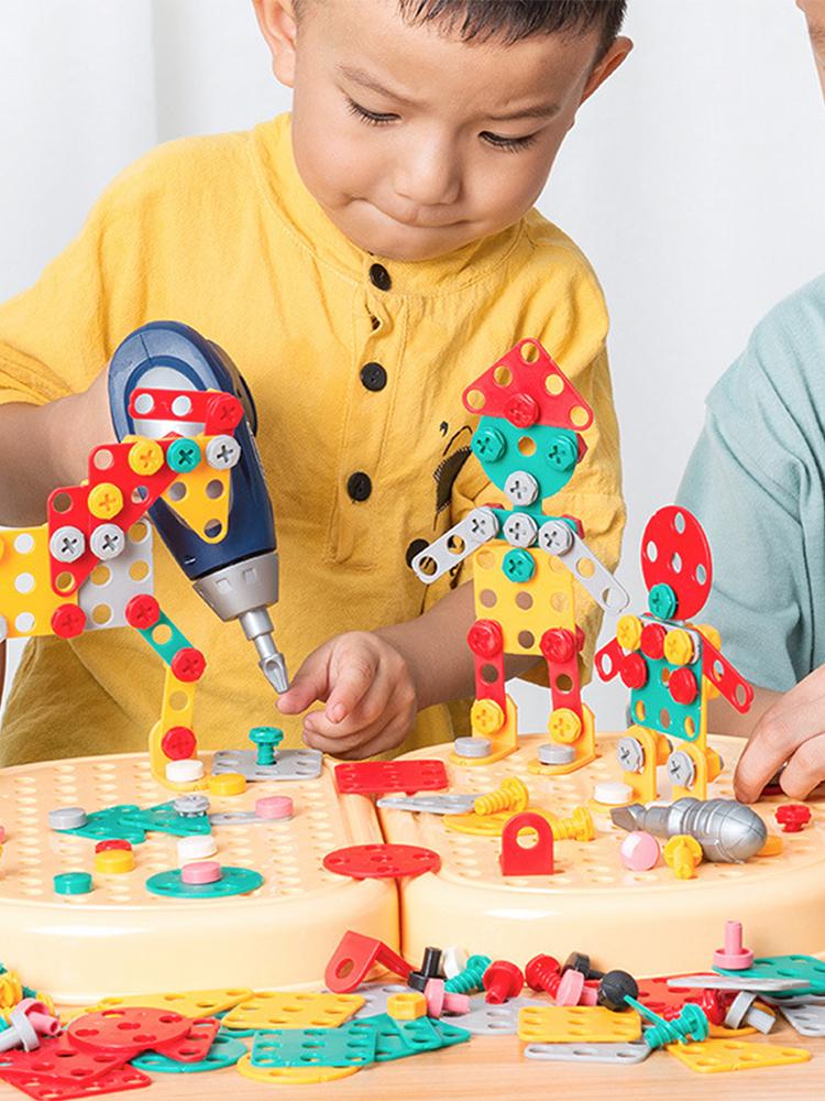Creative Mosaic Puzzle Toy Electric Drill Puzzle Toy Trendy Bits Screw STEM Toy STEM Learning Educational Toys for Kids