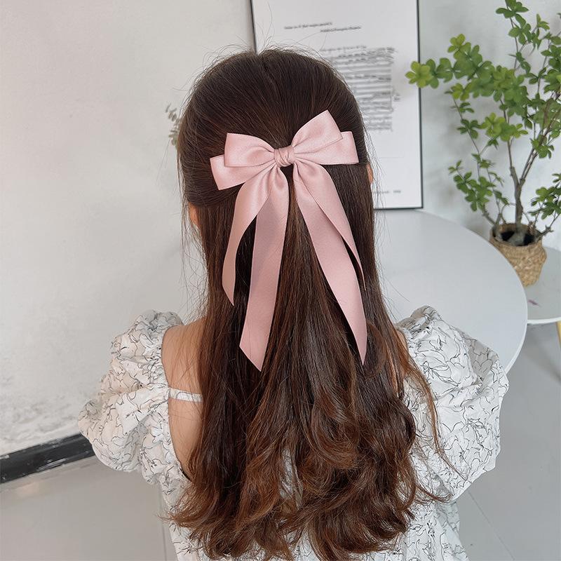 Fabric Ribbon Bow Hairpin For Women Girls Hair Clips Solid Color Bow Hair Accessories
