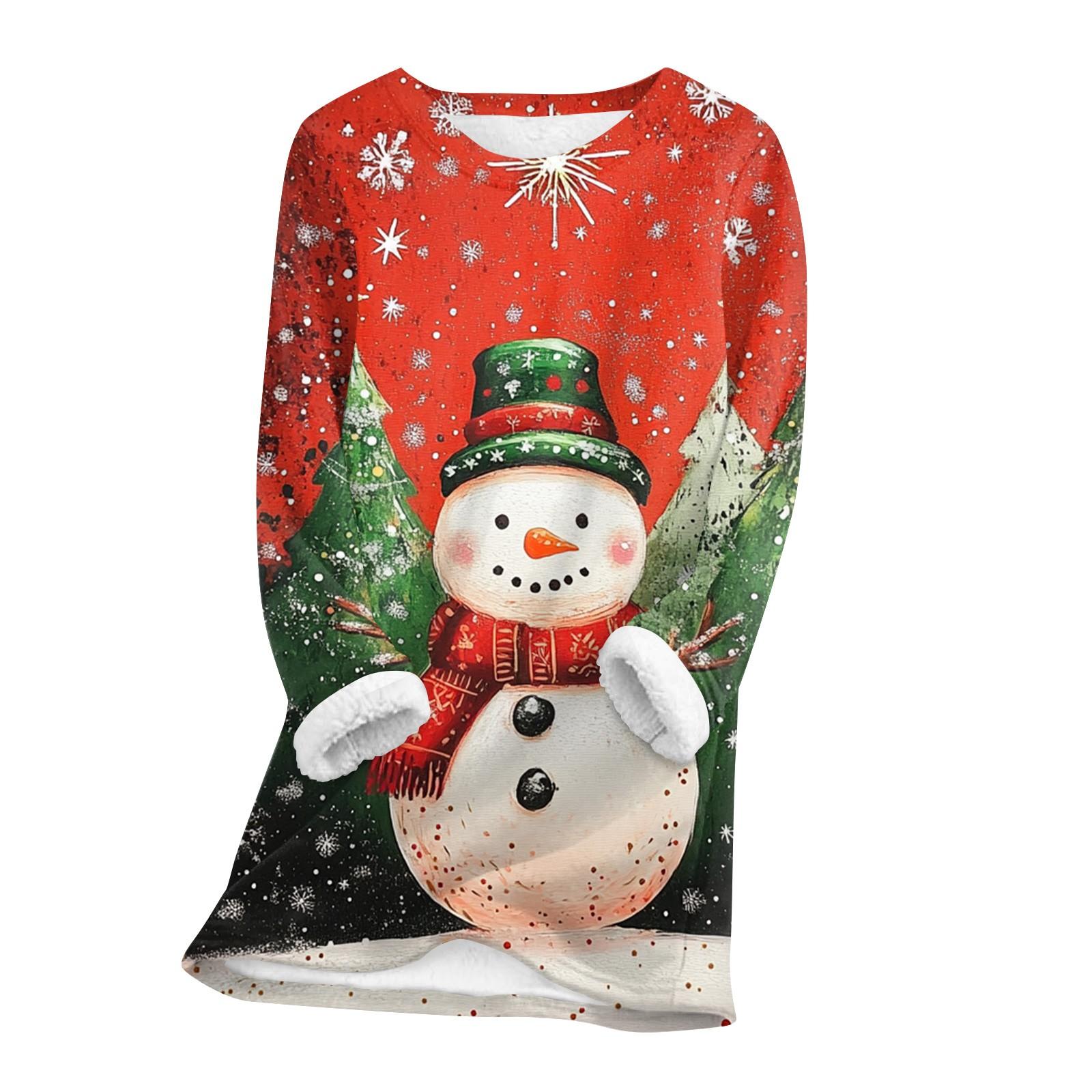 

Женский топ с круглым вырезом и принтом из утолщенного плюша и кашемира, теплый длинный топ XL винный