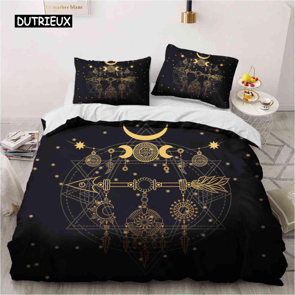 Düş Kapanı Nevresim Takımı Bohem Hippi Yatak Takımı Kraliçe Boy Etnik Yorgan Kılıfı Polyester Boho Tüyler Yorgan Kılıfı