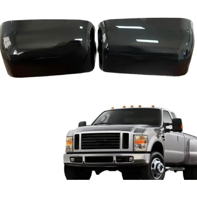 

Glossy Black Top Half Mirror Caps Cover Trim Compatible with 2008-2016 Ford F250 F350 F450 Super Duty Towing Accessories (Black) чёрный