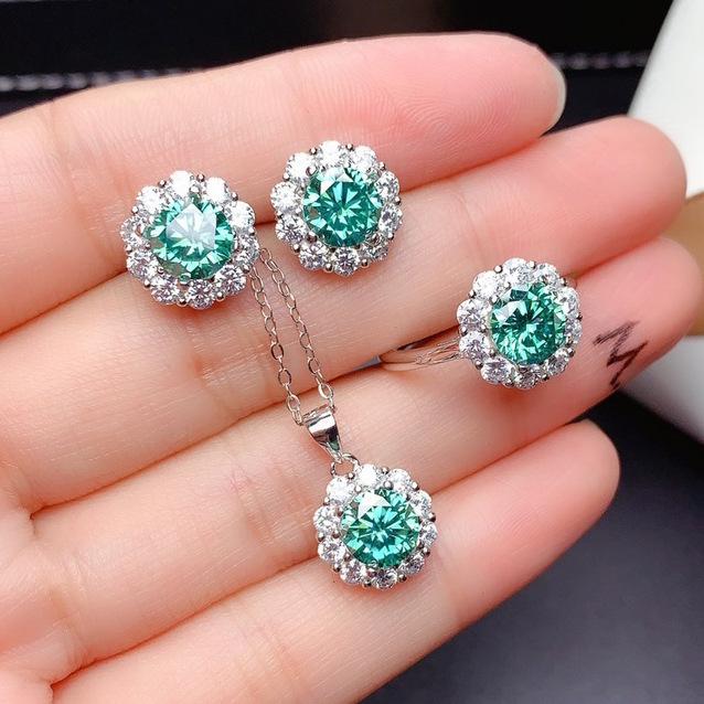 2025 Retro Ruby Jewelry Set 925 Sterling Silver Engagement Ring Earrings Necklace Women's Party Gift