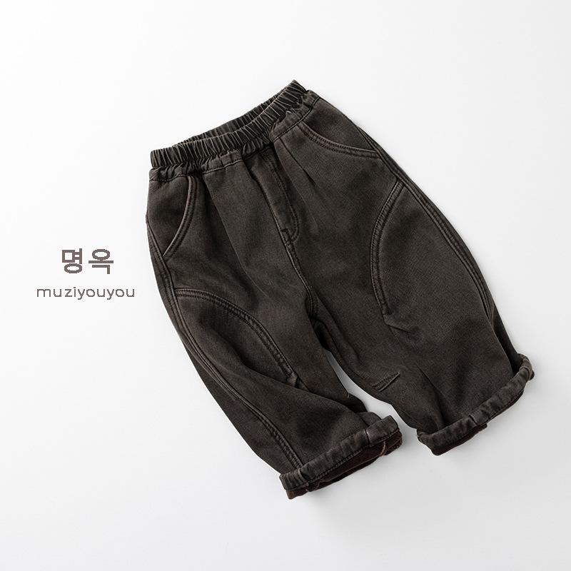 Thick Fleece Lined Kids Long Pants Unisex Boys Girls Warm Casual Winter Trousers