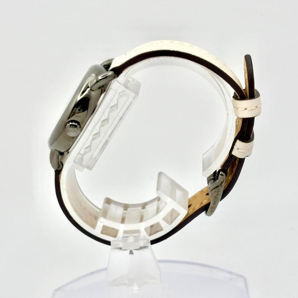 Used [Unused/New Battery] COACH Women's Watch Colored Stone Silver CA.97.7.34.1473 Genuine Belt